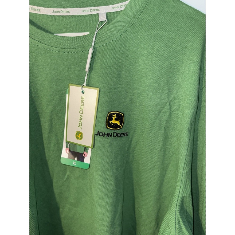JOHN DEERE Men's T Shirt Long Sleeve Embroidered Logo Green NEW NWT Size XL - Picture 2 of 9